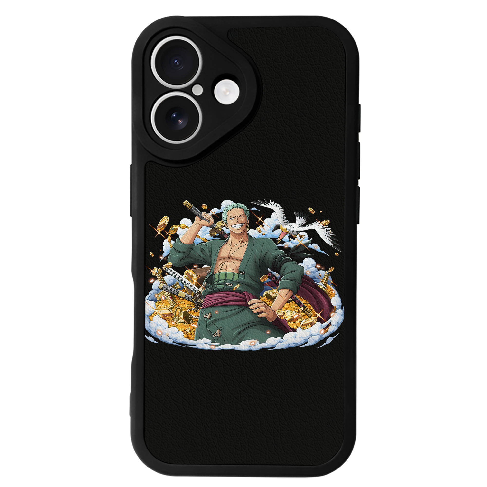 （画像用） ワンピース ロロノア・ゾロ ONE PIECE Roronoa Zoro 【iPhone 16シリーズ対応】シリコンスマホケース（レザー調） 材質：シリコン